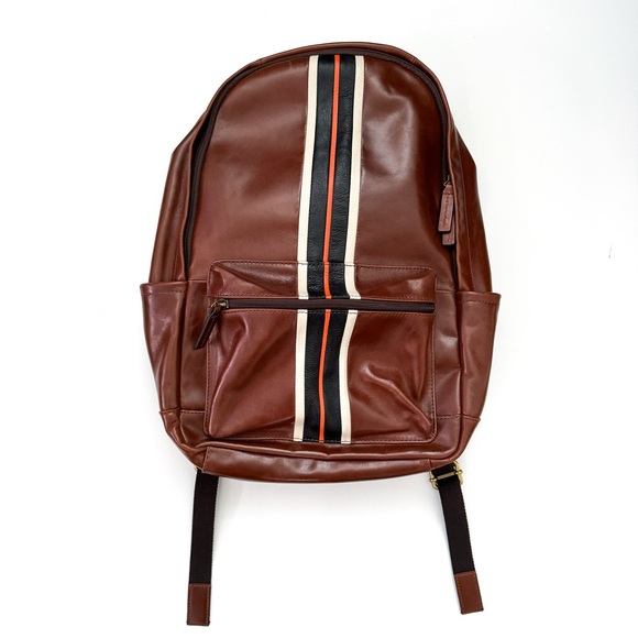 Fossil Bags Fossil Buckner Estate Brown Leather Backpack With White